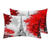 Lot De 2 Housse De Coussin Paysage Romantique De La Ville De Paris À Motifs Décoratif Taie d'oreiller Lavable Modernes Canape Housse De Coussin, pour Voiture, Canapé, Chambre, 40X60Cm