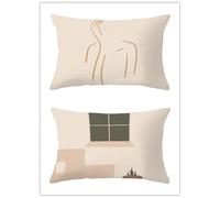 Lot de 2 Housse de Coussin Rectangulaire Art Abstrait Décor Canapé Taie d'oreiller 40x60cm Decoration Housses de Coussin en Lin Housse de Coussin Décoration pour Chambre,Canapé,Chaise,Lit,Jardin