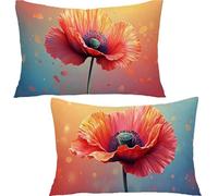 Lot de 2 Housse de Coussin Rectangulaire Fleur, 40x70cm 100% Coton Velours Décoratif Taie d'oreiller, Multicolore Taie d'oreiller Super Doux Decoration Maison Salon Chambre pour CanapéYF-1492