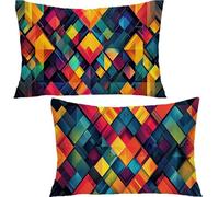 Lot de 2 Housse de Coussin Rectangulaire Géométrie, 40x70cm 100% Coton Velours Décoratif Taie d'oreiller, Multicolore Taie d'oreiller Super Doux Decoration Maison Salon Chambre pour CanapéYF-1521