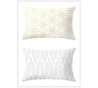 Lot de 2 Housse de Coussin Rectangulaire Jaune gris géométrique Décor Canapé Taie d'oreiller 50x70cm Decoration Housses de Coussin en Lin Housse de Coussin Décor pour Chambre,Canapé,Chaise,Lit,Jardin