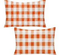 Lot de 2 Housse de Coussin Rectangulaire Plaid, 30x50cm 100% Coton Velours Décoratif Taie d'oreiller, Couleur Orange Taie d'oreiller Super Doux Decoration Maison Salon Chambre pour CanapéYF-2300