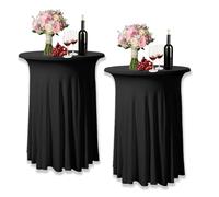 Lot De 2 Housse Pour Table Haute, Nappes Rondes Pour Table De Cocktail, 80 X 110 Cm Housses De Table Haute Stretch, Nappe Ronde Pour Tables De Cocktail Pour Mariage, Fête, Restaurant, Banquet(Noir)
