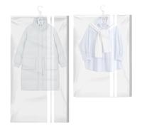 Lot de 2 Housse Vetement Sous Vide Transparent, Sacs de Rangement Sous Vide Suspendus pour Vêtements,Housse de Rangement Sous Vide pour Vêtements Saisonniers, Vestes, Manteaux (120x65cm + 105x65cm)
