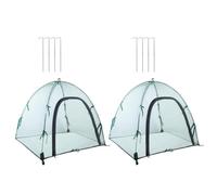 Lot de 2 housses à fermeture éclair pour plantes en maille de 57 cm avec 8 piquets pour un rangement compact dans les conteneurs, les lits et les rangées de culture dans le jardin, abri pour plantes