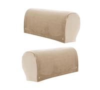 Lot de 2 housses d'accoudoir, extensibles, antidérapantes en velours doux pour canapé inclinable (sable)