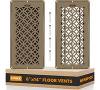 Lot de 2 housses d'aération de sol réglables pour grille d'aération de sol, plafond ou mur latéral avec vis - Évents de sol en acier antirouille et robuste - 15,2 x 35,6 cm