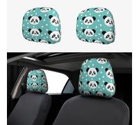 Lot de 2 housses d'appui-tête de panda à grandes oreilles - Lavables - Compatibles avec toutes les voitures, SUV, camions, camionnettes