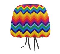 Lot de 2 housses d'appui-tête de voiture à motif géométrique W arc-en-ciel, couleurs de fierté, élastiques et confortables pour homme et femme, universelle, s'adapte à la plupart des voitures