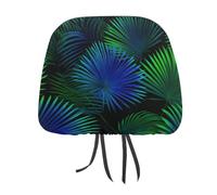Lot de 2 housses d'appui-tête de voiture avec feuilles de palmier tropicales vert fluo et bleu fluo imprimées pour homme et femme, universelle, s'adapte à la plupart des voitures, camionnettes, SUV