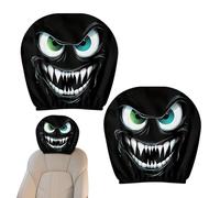 Lot de 2 housses d'appui-tête de voiture - Décoration Big Eyes Car Headland - Housses élastiques pour appuie-tête - Accessoires d'Halloween pour conducteurs, passagers, hommes et femmes - Véhicules