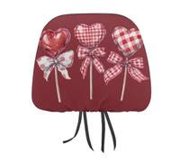 Lot de 2 housses d'appui-tête de voiture en forme de cœur avec nœuds imprimés pour la Saint-Valentin et homme - Universelles - Compatibles avec la plupart des voitures, camionnettes, SUV, camions