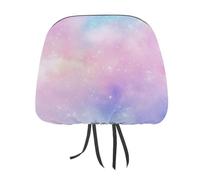 Lot de 2 housses d'appui-tête de voiture romantiques et fantaisie, couleur pastel, petites étoiles scintillantes imprimées légères, élastiques et confortables, pour homme et femme, universelle