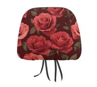 Lot de 2 housses d'appui-tête de voiture romantiques sur le thème de la Saint-Valentin avec rose rouge imprimée, élastique et confortable pour homme et femme, universelle, s'adapte à la plupart des