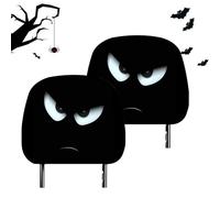 Lot de 2 housses d'appui-tête d'Halloween pour voitures - Accessoires de siège de voiture mignons et amusants, tissu extensible à imprimé gros yeux | Housses décoratives d'intérieur de voiture pour
