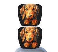Lot de 2 housses d'appui-tête pour voitures - Housses anti-saleté avec motif de chien, protection de siège élastique pour intérieur de véhicule, SUV, camion, intérieur de voiture, pour la maison, le