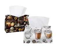 Lot de 2 housses de boîte à mouchoirs en cuir pour café, boissons, décoration de table, salle de bain, voiture, bureau
