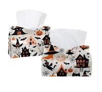 Lot de 2 housses de boîte à mouchoirs, ensemble vecteur mignon avec illustrations d'Halloween 1 à 4 support de boîte à mouchoirs, distributeur de serviettes faciales pour salle de bain, cuisine