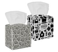 Lot de 2 housses de boîte à mouchoirs, icônes de cuisine, ensemble d'outils de cuisine, support de boîte à mouchoirs carré en cuir synthétique pour salle de bain, commode, table, comptoir, table de