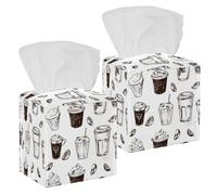 Lot de 2 housses de boîte à mouchoirs pour chambre, maison et bureau, boissons au café (1) support de boîtes à mouchoirs