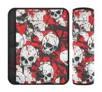 Lot de 2 housses de ceinture avec motif tête de mort rouge terrible pour plus de confort pour la conduite