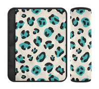 Lot de 2 housses de ceinture de sécurité à imprimé léopard turquoise crème pour libérer le stress sur votre cou et vos épaules pour camion pour la ceinture de sécurité