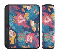 Lot de 2 housses de ceinture de sécurité de style bohème avec éléphants et fleurs pour femme, plus de confort pour conduite de berline, accessoires para carro