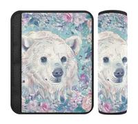 Lot de 2 housses de ceinture de sécurité de style bohème avec motif floral et ours blanc pour libérer le stress sur votre cou et vos épaules pour sac à dos pour ceinture de sécurité