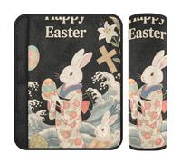 Lot de 2 housses de ceinture de sécurité de style japonais Happy Easter Rabbit pour libérer le stress sur votre cou et vos épaules pour van funda para cinturón de carro