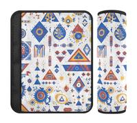 Lot de 2 housses de ceinture de sécurité de voiture avec formes géométriques - Bleu, jaune, rouge - Style bohème - Protège votre cou et vos épaules