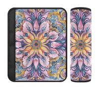 Lot de 2 housses de ceinture de sécurité de voiture de style bohème floral violet vif pour protéger votre cou et vos épaules pour SUV