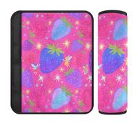 Lot de 2 housses de ceinture de sécurité de voiture souples pour adultes et enfants, taille S, motif fraise et étoiles