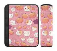 Lot de 2 housses de ceinture de sécurité de voiture souples pour sac d'appareil photo pour adultes et enfants Taille S Halloween Citrouille Chat