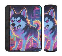 Lot de 2 housses de ceinture de sécurité de voiture souples pour sac d'appareil photo pour femmes, hommes, enfants, M - Motif chien fluo