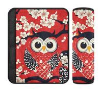 Lot de 2 housses de ceinture de sécurité Hibou style japonais en forme de cœur pour la Saint-Valentin