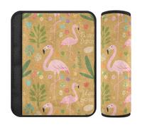 Lot de 2 housses de ceinture de sécurité Jaune Flamingo Leaf Plus de confort Conduite pour sac à dos Protecteur para cinturón de carro