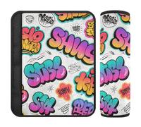 Lot de 2 housses de ceinture de sécurité motif graffiti cool et coloré pour femme, protège votre cou et vos épaules pour avion funda para cinturón de carro