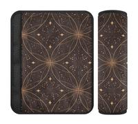 Lot de 2 housses de ceinture de sécurité plates à motif géométrique Guilloche Line Star pour ceinture de sécurité Coupe dans le cou pour van Protecteur pour voiture