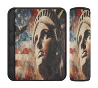 Lot de 2 housses de ceinture de sécurité pour voiture - Doux - Pour femme et homme - Taille S - Drapeau du jour des présidents américains et Lady Liberty