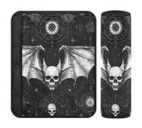 Lot de 2 housses de ceinture de sécurité pour voiture Motif crâne maléfique Noir gothique Protège votre cou et vos épaules pour sac funda para cinturón de carro