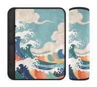 Lot de 2 housses de ceinture de sécurité pour voiture - Souple - Pour adultes et enfants - Motif vague S - Art coloré
