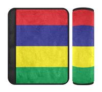 Lot de 2 housses de ceinture de sécurité pour voiture - Souple - Pour adultes et enfants - S - Drapeau de l'île Maurice isolé