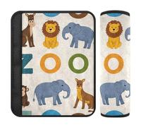 Lot de 2 housses de ceinture de sécurité pour voiture - Souple - Pour adultes et jeunes enfants - Motif animal du zoo - Alphabet