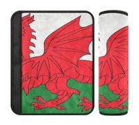 Lot de 2 housses de ceinture de sécurité respirantes pour adultes et enfants Motif drapeau du Pays de Galles