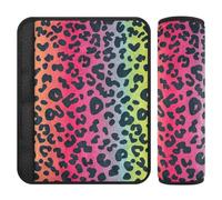Lot de 2 housses de ceinture de sécurité respirantes pour ceinture de sécurité - Pour femme, homme, enfant - M - Motif léopard arc-en-ciel coloré
