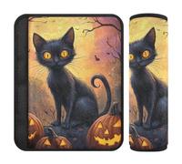 Lot de 2 housses de ceinture de sécurité souples pour adultes et enfants, S, chats effrayants et citrouilles d'Halloween