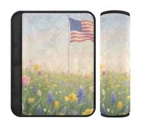 Lot de 2 housses de ceinture de sécurité souples pour sac d'appareil photo pour adultes et enfants Motif drapeau de champ de fleurs M