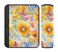 Lot de 2 housses de ceinture de sécurité Sunflower Beauty Summer Flowers - Soulage le stress sur votre cou et vos épaules - Coussin de ceinture d'épaule pour sac à dos