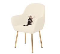 Lot de 2 housses de chaise à dossier incurvé et extensible, anti-rayures de chat et lavables pour chaises de salle à manger à dossier incurvé (beige)