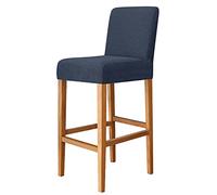 Lot de 2 housses de chaise de bar extensibles en jacquard amovibles et lavables pour chaise de salle à manger, tabouret de bar, café, bleu marine